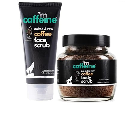 mCaffeine Coffee Face & Body Scrub Combo for Tan Removal | Exfoliating Detan Scrubs for Soft & Smooth Skin | Removes Tan, Blackheads and Dirt | For Men & Women Gift Kit for Family & Friends | 175gm Value Pack