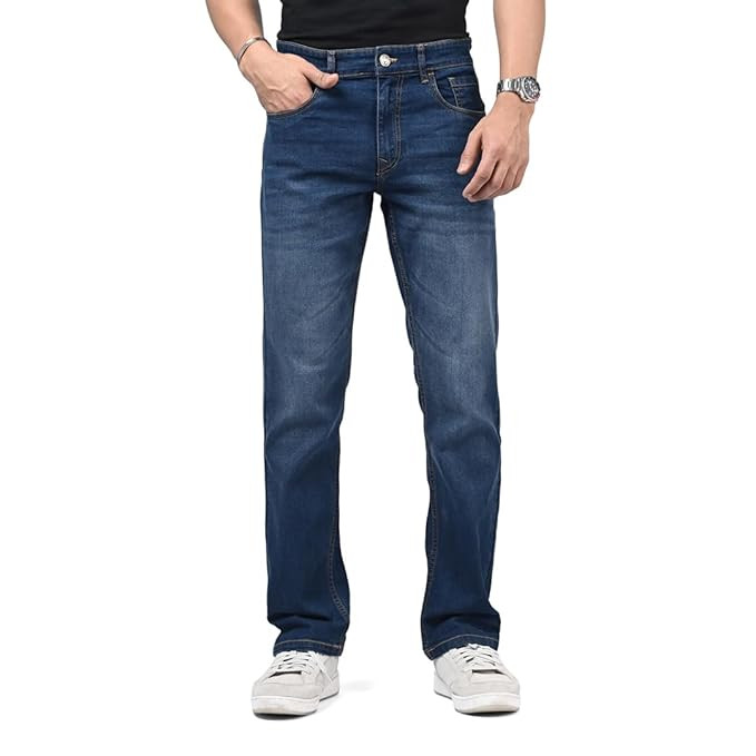 Men's Stretch Denim Jeans | Straight Fit | Casual Style | Mid Rise