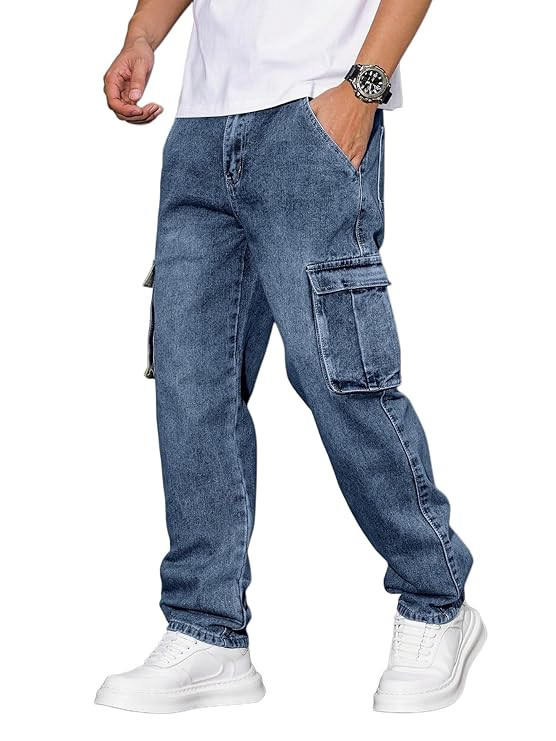 eans for Men || Men's Jeans Denim (Blue-Cargo-Jeans-U23-24)