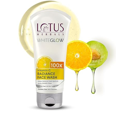 Lotus Herbals WhiteGlow Vitamin C Radiance Face Wash | For Dark Spots & Dull Skin | Anti- Pollution | 100g