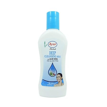 Ayur Herbals Deep Pore Cleansing Milk for All Skin Types – Herbal Face Cleanser with Aloe Vera & Rose, Removes Dirt & Makeup (1000ml)