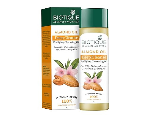 Biotique Almond Oil Cleansing Oil - Face & Eye Makeup Remover for Normal to Dry Skin