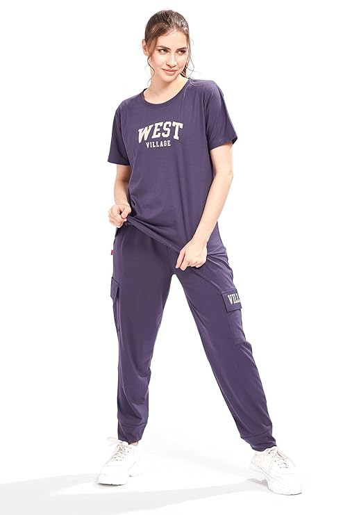 Women's Printed Track Suit T-Shirt Trackpant Co-Ord Set 3415