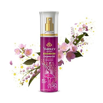 Yardley London Glam Collection Gorgeous Girl Fine Fragrance Body Mist Spray | 2X Perfume for Women | 91% Naturally Derived | Vanilla, Almond & Peac