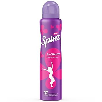 Spinz Enchante Perfumed Deo for Women, with International Fragrances for Long Lasting Freshness and 24 Hours Protection from Odour causing Bacteria, 150ml
