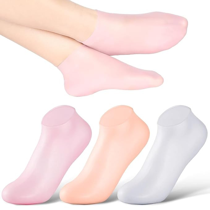 Cracked Heels Moisturizer Silicon Socks for Women, Moisturizing Gel Socks, Spa Pedicure Socks, Silicone Socks for Cracked Feet, Foot Care, Soft Heel Protector, Reusable Waterproof Socks For Man And Woman (Free Size, 2, count)