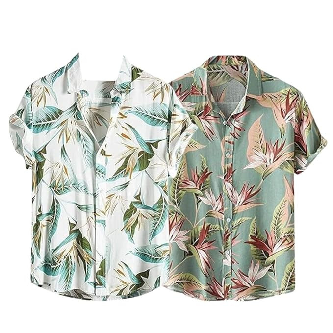 Men's Casual Rayon Relaxed Fit Shirt Button Down Summer Shirts for Men | Stylish Printed | Short Sleeve | Trendy (Available in Plus Size)