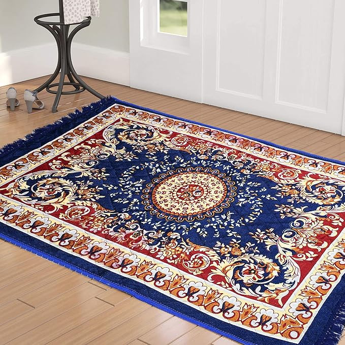 Kuber Industries Superfine Velvet Carpet (Blue, Standard, 4 x2 Feet, HS_36_KUBMART018360)