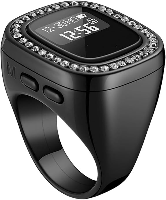 Premium Electronic Tasbih Ring with Large HD Display | Smart Prayer Counter with Azan Reminder & Alarm | Rechargeable Digital Zikr Ring for Men & Women Multi Color