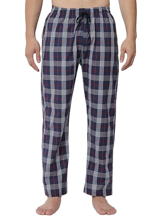 Mens Cotton Pyjama, Pyjama for Men, Night Wear Pajama Blue and Yellow Check and Blue and Pink Check Combo Pack