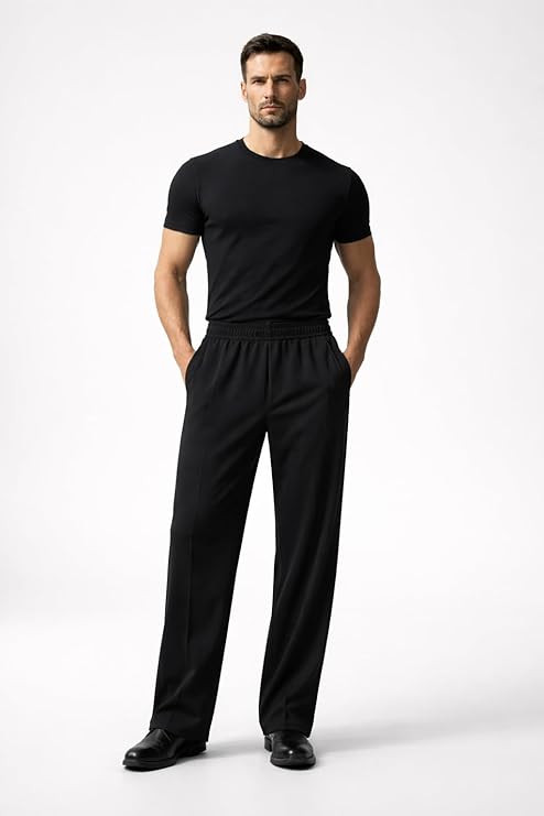 Men's Summer Lower Pajama Pants – Wide Leg Cotton Feel Lightweight Lounge Pyjama with Elastic Waistband & Side Pockets | Breathable Night Wear, Day Wear | White, Grey, Black