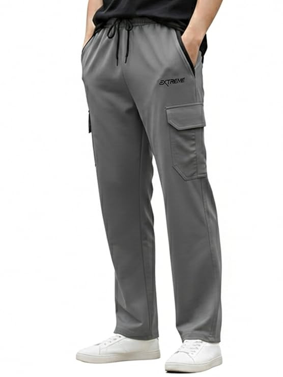 Men’s Trackpants Cargo Pant Straight Fit Lowers with Both Side Zipper Pockets & Dual Cargo Pockets for Gym, Sports & Casual Wear Track Pants for Men