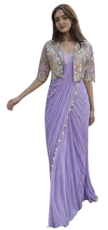 Ready to Wear Saree For Womens And Girls Crep Silk Trending Embroidery cording work with full koti Silk fabrics with Embroidey Sequins Work Wedding party Letest New