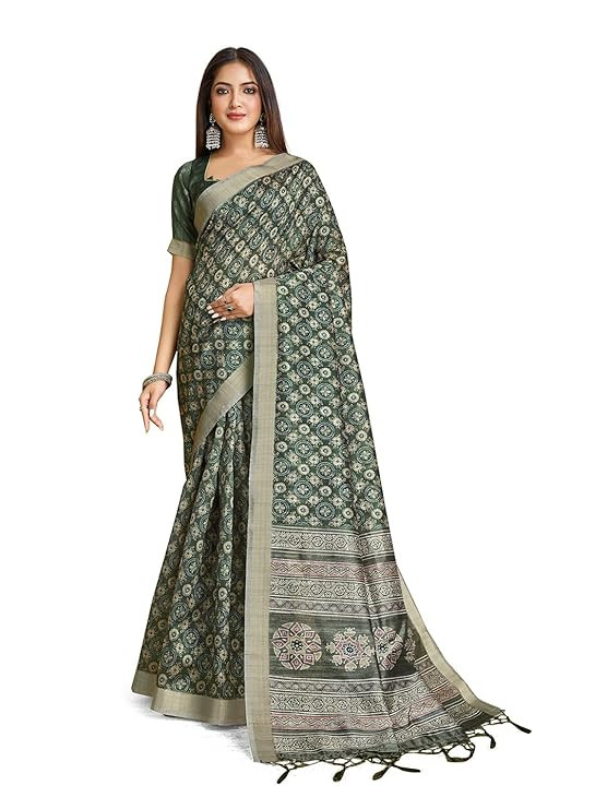 Silk Blend Ready to Wear Saree for Women with Tassels and Unstitched Blouse Piece
