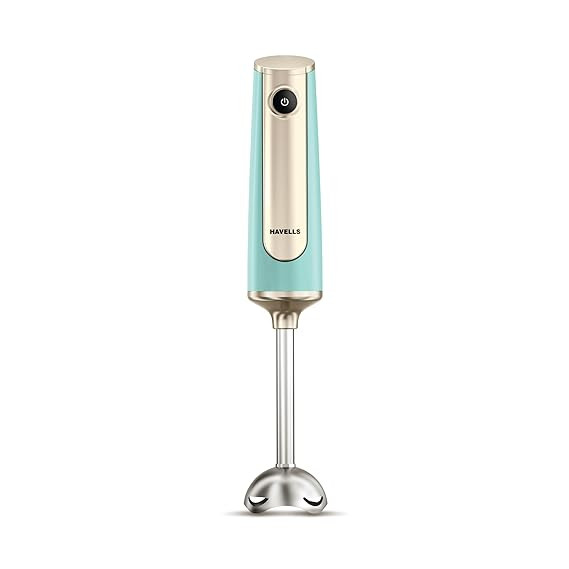 Havells CRAFT Hand Blender|50% Quieter Operation|Easy Blending with 300 Watt Power|Food Grade Material - SS304 Shaft and Blade|Ergonomic One Button Operation|2Yrs Manufacturer Warranty(Blue & Gold)