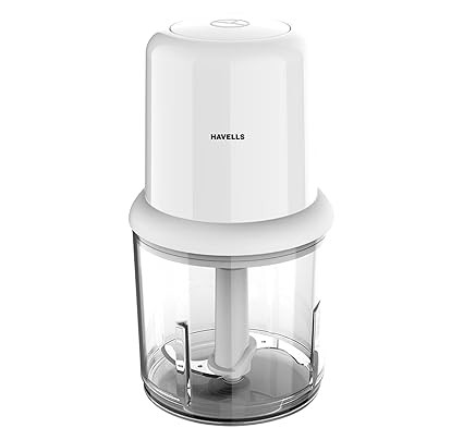 Havells Coral 200W Electric Vegetable Chopper for Kitchen | 750ml Bowl | One-Touch Operation | Portable Food Chopper | Chop, Mince, Dice | Compact Design | 2-Year Warranty (White)