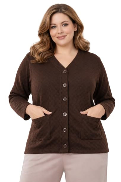 Women Woollen V-Neck Cardigan Sweater for Winter Wear, Plus Size Also Available with Front Pockets