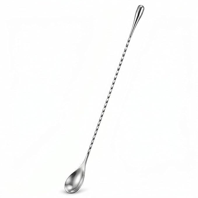 Teardrop Bar Spoon Stainless Steel | Long Handle Cocktail Mixing Spoon for Drinks, Mocktails & Home Bar Bartending (Teardrop Spoon)