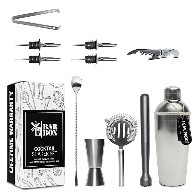 11-Piece Cocktail Shaker Set – Premium Bartending Kit with Mixer Tools & Accessories | Portable Bar Set, Gift for Men, Whiskey Lovers, Dad, Couples, Weddings, Birthdays, Anniversaries