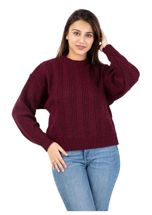 Women 100% Wool Pullover Sweater Regular Fit for Winter Wear | Full Sleeve | Stylish Sweater Crafted with Comfort Fit and Modern Clothing for Winter Wear