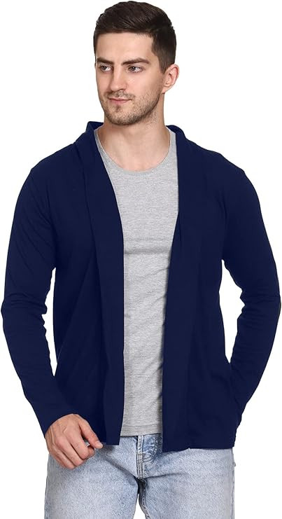 Men Jacket Style Full Sleeve Open Front Black Cotton Shrug