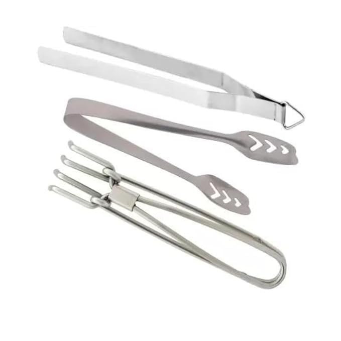 Combo of Stainlesss Steel Tongs Chimta, Momo Tong, Pakkad Tool for Kitchen-(Pack of 3)