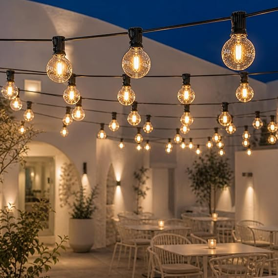 Outdoor String Light 25 Feet G40 Globe Ball with 25 Edison Bulbs Outdoor String Light Waterproof Patio Balcony Lighting Backyard Porch Cafe Party Diwali Lights Home Decoration