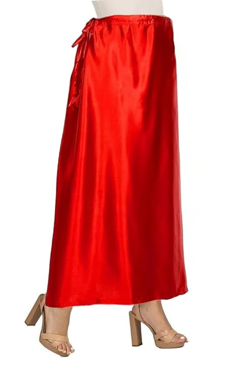 Red Colour Satin Petticoat for Women| Red Colour Satin Saree Shapewear or Underskirt for Girls