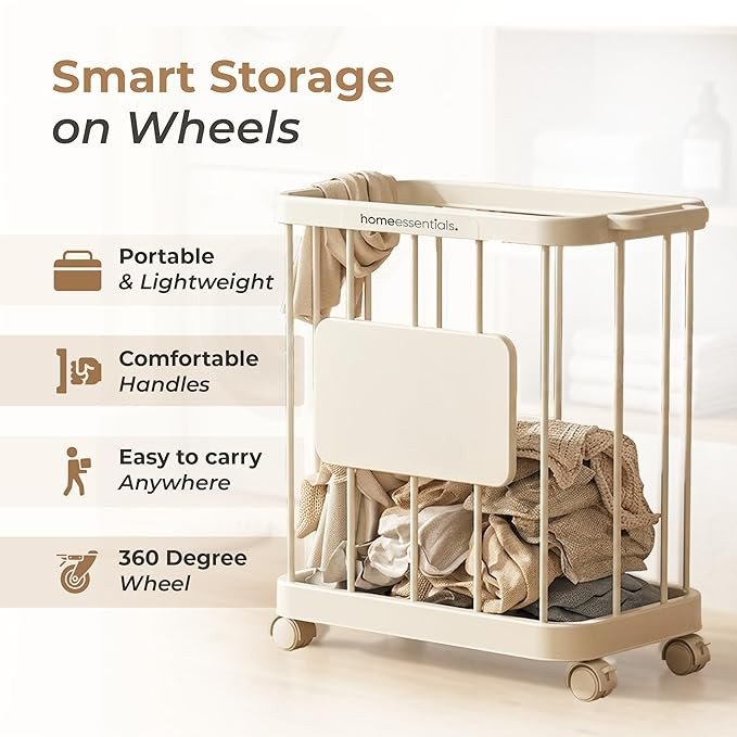 Large Foldable Laundry Basket with - Heavy Duty Fabric Laundry Bag for Clothes & Toy Storage - Collapsible Clothes Hamper with Handles - Multi-Purpose Home Organization Bin, Cream