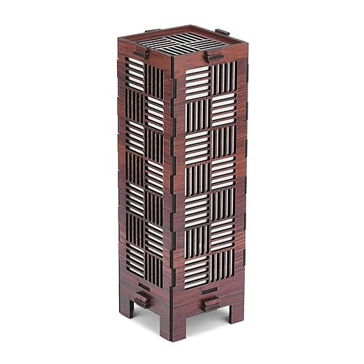 Wooden Table Lamp, Zenith Grid | Warm LED Night Light, Modern Geometric Design, Ambient Lighting, For Bedroom, Living Room, Office, Meditation