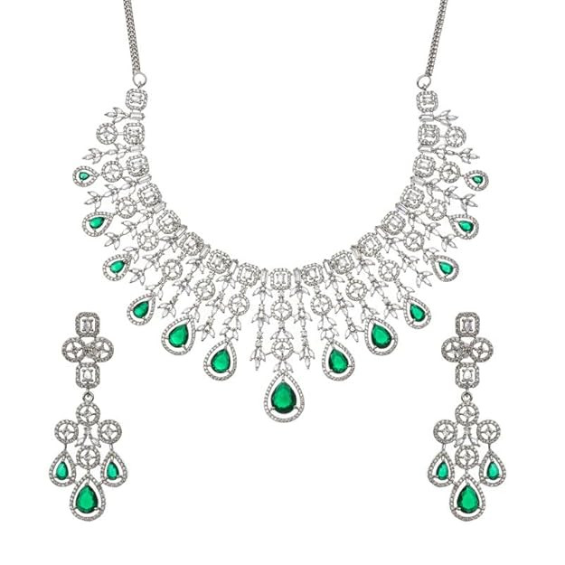 Necklace Jewellery Set for Women with Earrings Bridal Necklace Set for Wedding, Engagement, Party & Festivals Teardrop Statement Jewelry