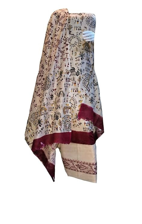 Royal Fabric Bhagalpuri Cotton Silk Screen Print Unstitched Madhubani Design Suit Material Set for Women With Dupatta | Salwar Suit Dress Material for Girls | Z09-21