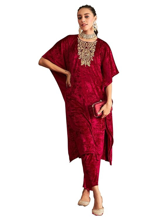 Women Velvet Kaftan Kurta