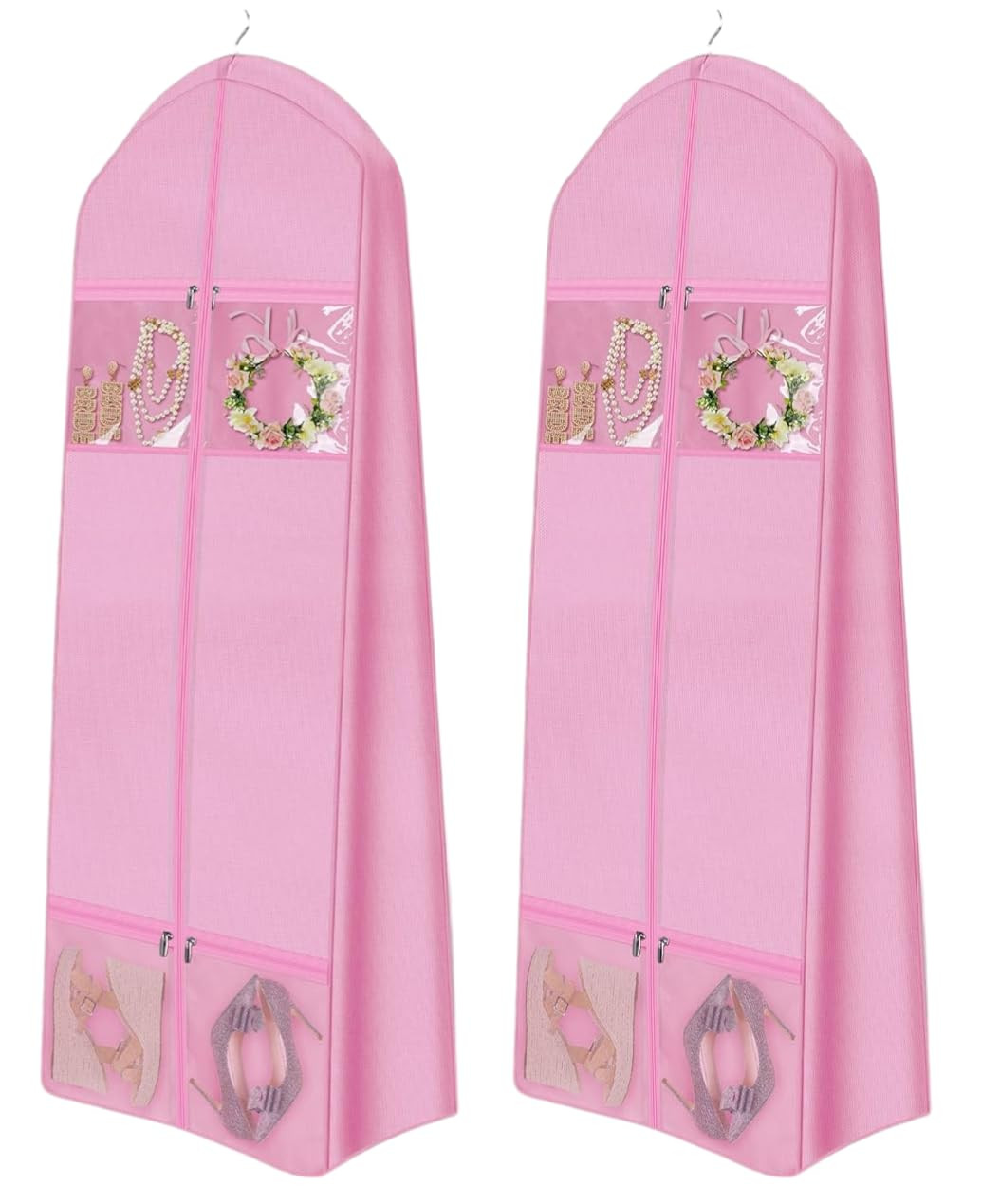 big size Lehenga gown packing cover for storing heavy large long dress sherwani garment bag clothes for wedding, travel and wardrobe storage (Pack of 1, Pink), 100% Virgin Non-Woven Fabric