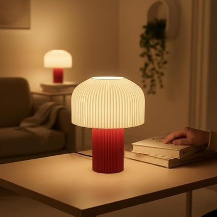 3D Printed Table Lamp for Bedroom, Bedside Modern Decorative LED Night Lamp with E27 Bulb, Warm Ambient Light, Designer Desk Lamp for Living Room, Home Decor & Study Table