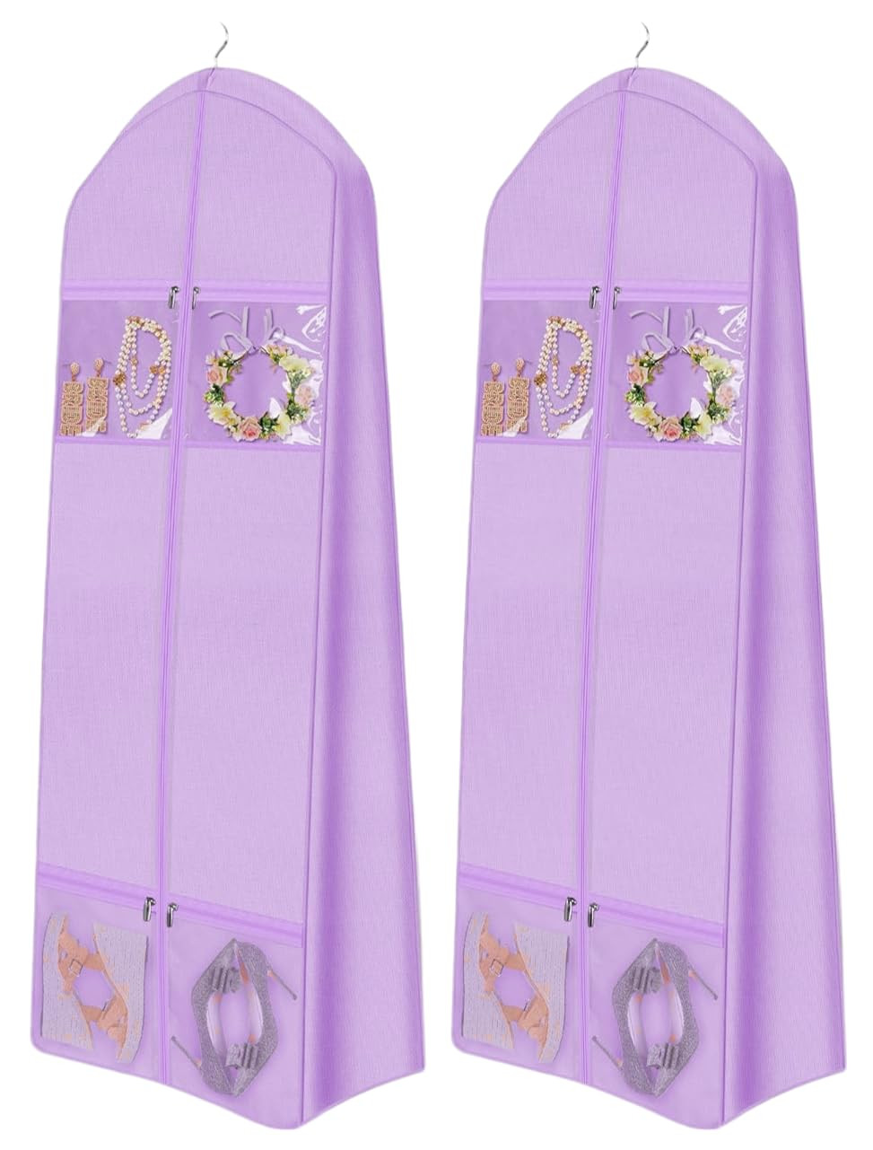 big size Lehenga gown packing cover for storing heavy large long dress sherwani garment bag clothes for wedding, travel and wardrobe storage (Pack of 1, Purple)