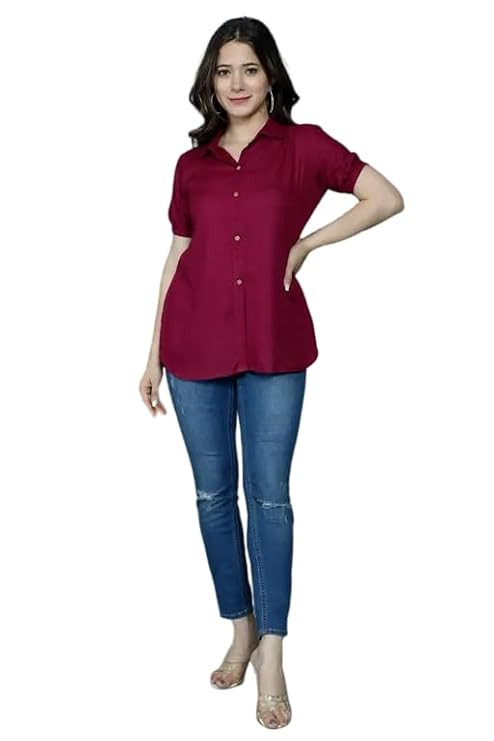 Women's Indo-Western Shirt Style Solid Kurti's