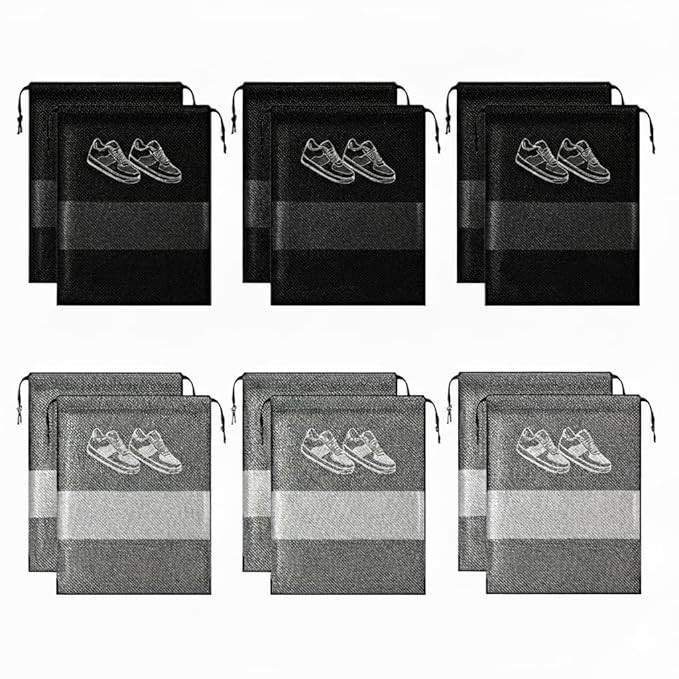 Shoe Bag for Travel Bag for Man & Women Shoe Cover for Storage at Home Gym Reusable Travelling Accessories Organizer Pouch Travel Essentials Footwear Bags - Pack of 12