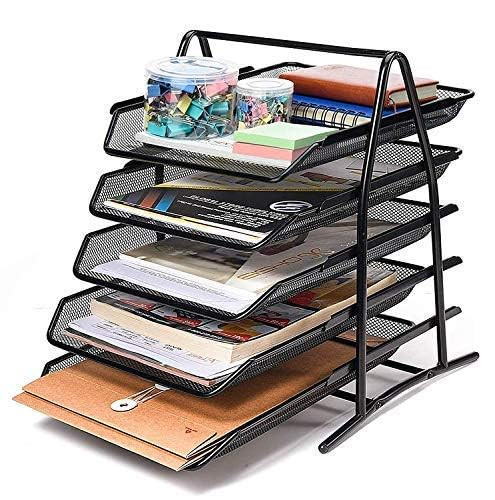 5 Tier Mesh Metal Desk Organiser File Rack | Letter Tray A4 Papers Documents Holder Desk Organizer for Office (1 Pcs.)