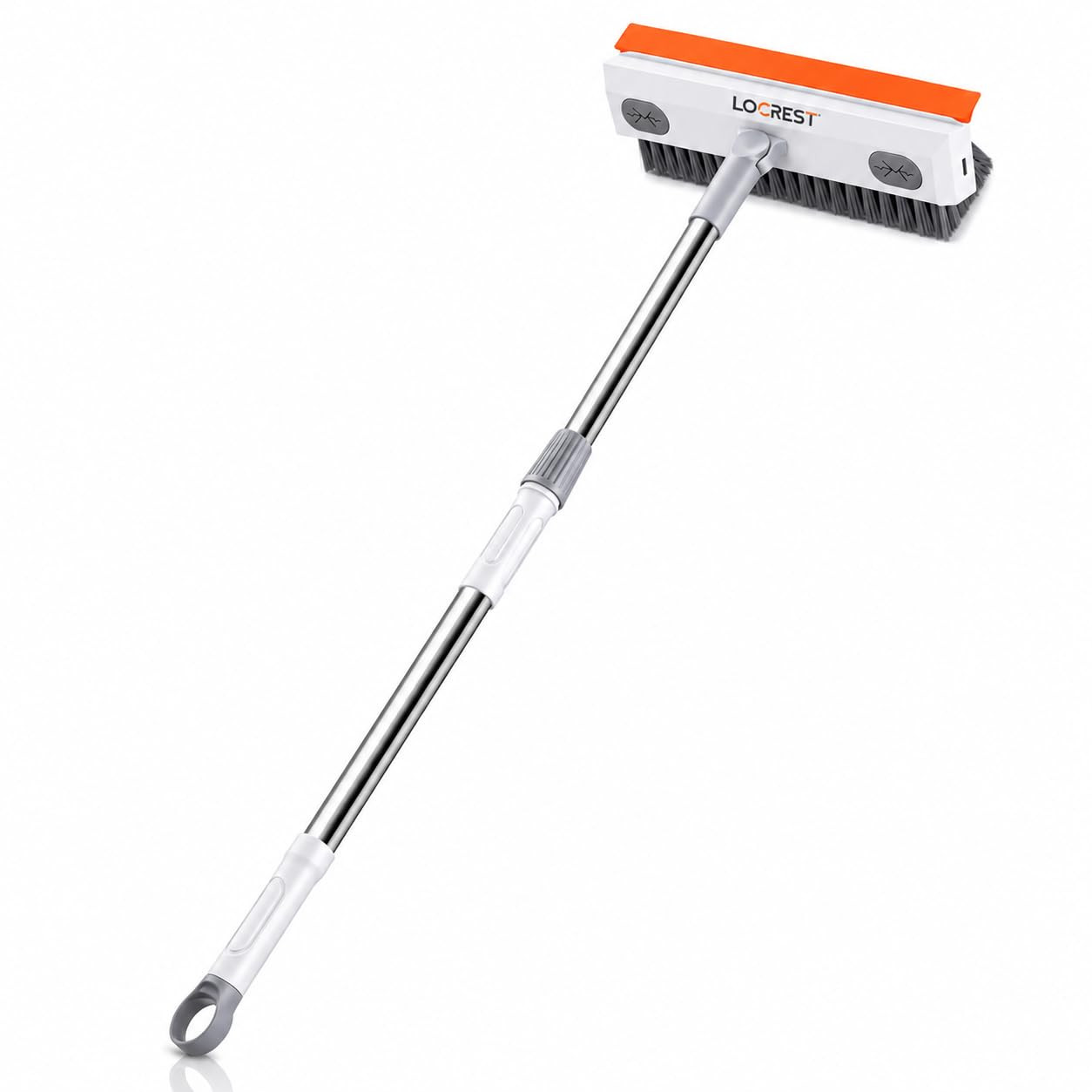 Milton Bathroom Cleaning Brush with Long Handle & Built-in Liquid Dispenser, 2-in-1 Floor Scrub Brush with Wiper, Extendable Stainless Steel Tile Cleaning Brush for Bathroom, Kitchen, Glass & Balcony