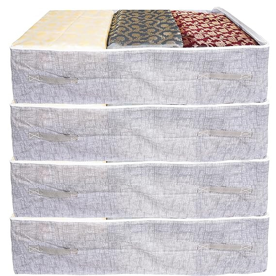 6 PCS Underbed Storage Bags Foldable Clothes Bag Large Capacity Storage Containers with Clear Window Reinforced Handles Organizer Non-Woven for Comforters Blankets Bedding (English, 6, count)