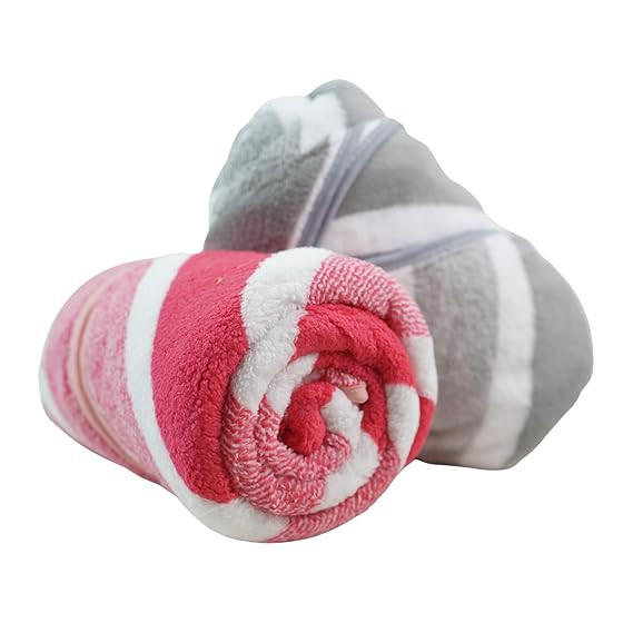 Hand Towel Set of 2-Super Soft Quick Dry Microfiber Face Towel for Women Men-Hanging Loop Napkins for Wash Basin Gym Sports Travel-40 x 60 cm (Red/Grey, Set of 2)