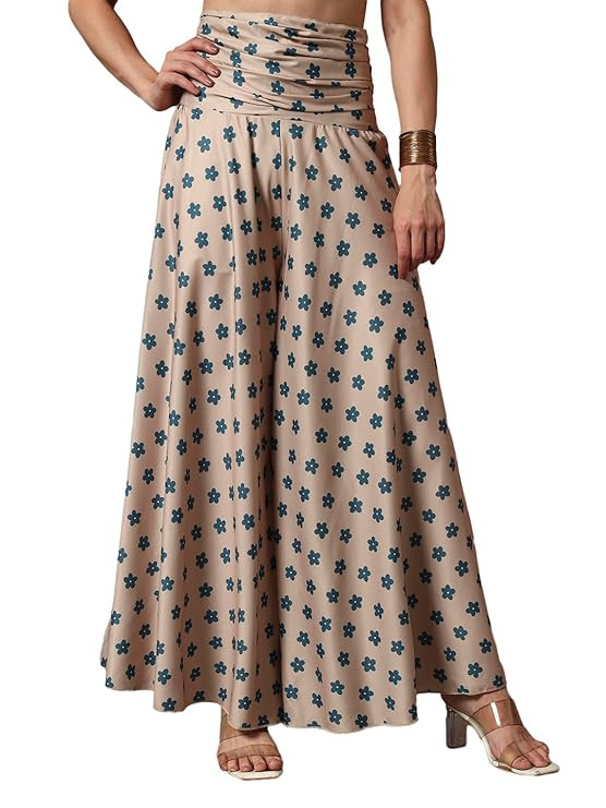 Women's Flowy Palazzo Pants | Skirt Style Wide Leg | Bohemian High Waist Elasticated Back | Plus Sizes