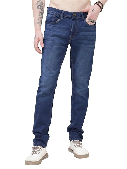 Men's Anti Stain Jeans 30 Days No Wash Anti Odor Casual Mid Rise Denim Pants | Traveler Comfort Stretchable Breathable Cotton Rich