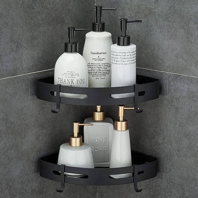 Corner Shelf/Rack for Bathroom Without Drill Wall Aluminium Self Adhesive Bathroom Shelf/Shelf for Kitchen Corner Rack Wall Mounted Bathroom Fittings/Storage