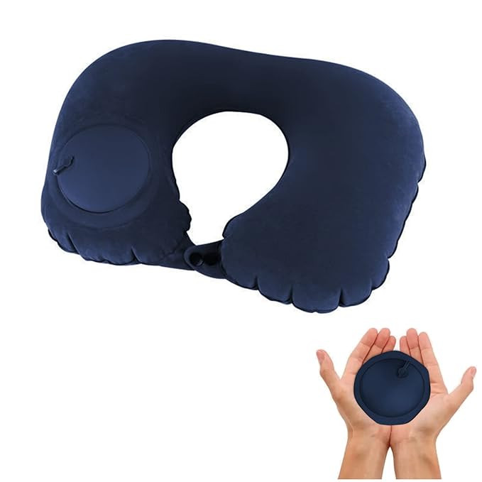 Travel Pillow, Inflatable Neck Pillow, Inflatable Travel Pillow, Inflatable U Shape Pillow, Travel Neck Pillow with Pressing Inflation Pump Suitable for Sleep Rest, Airplane, Car, Office and Outdoor