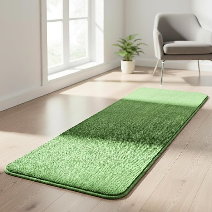 Rectangular Solid Soft PP Yarn Durable & Washable Multipurpose Runner for Home/Kitchen/Living Area/Office Entrance with Anti Skid Backing | Quick-Drying Mats (Green, 43 X 120 Cm)