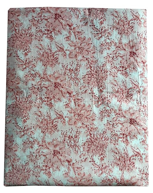 2.5 Meter Jaipuri Floral Printed Pure Cotton Unstitched Dress Material, Sanganeri Fabric for Blouse, Kurti, Plazzo, Lehenga and Saree (Shibhori Orange)