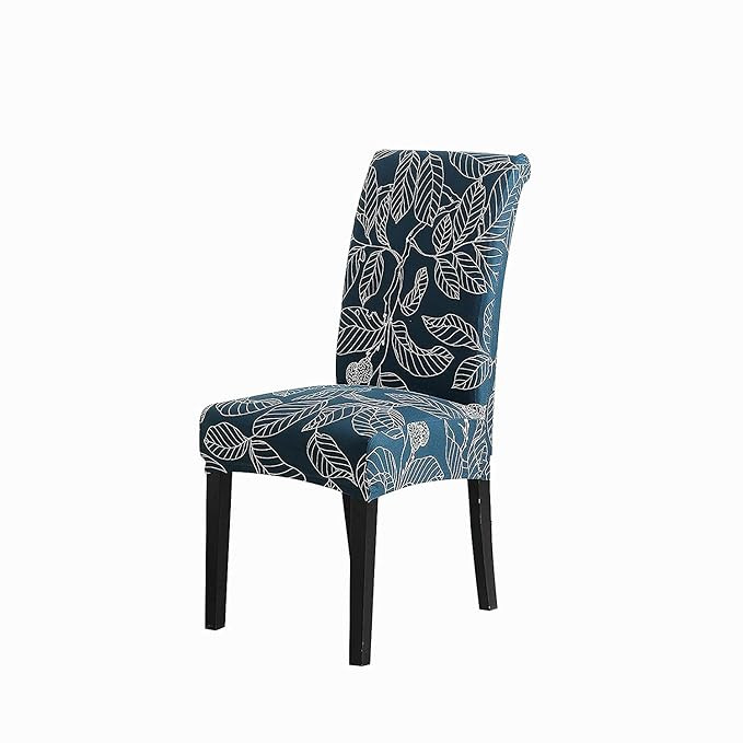 Polyester Elastic Stretch Removable Washable Short Dining Chair Cover Protector Seat Slipcover (Blue Ash)