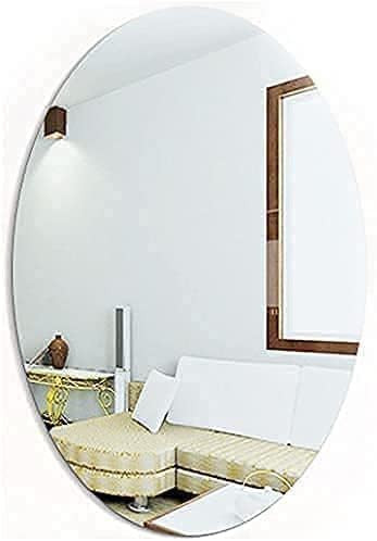 Oval Shape Adhesive Mirror Sticker for Wall On Tiles Bathroom, Bedroom Living Room Basin Mirror,Bathroom Wall Mirror Stickers Unbreakable Plastic Wall Mirror (20 * 30 CM)
